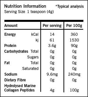 Pure Marine Collagen Peptides Hydrolysed Unflavoured Powder Reactiv Supplements New Zealand Nutrition Information