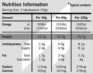 Pure NZ Whey Protein Concentrate Powder Ultra Filtered Nutrition Information