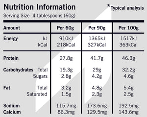 Pure NZ Oats And Whey Protein Powder Nutrition Information
